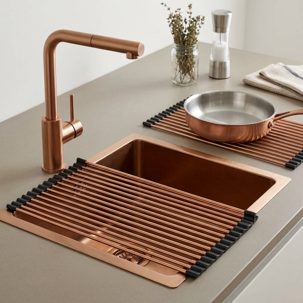 Pure.Sink Comfort Copper Roll Mat for Sink RM-Copper